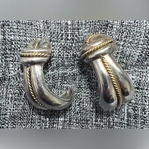 Sterling Silver and 18k Gold Knot Braided Rope Earrings